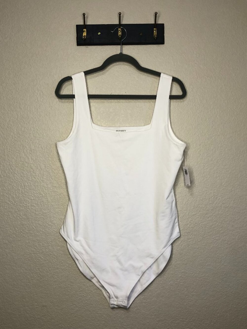 Old Navy NWT White Boxy Tank Bodysuit Women's XL Cotton Casual Basic Everyday